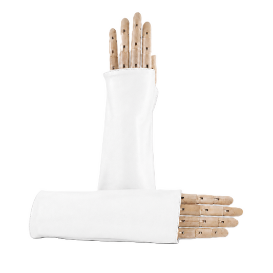 Women's fingerless nappa sleeve - White 1