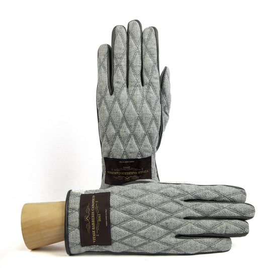 Men's leather gloves with quilted Vitale Barberis Canonico wool top