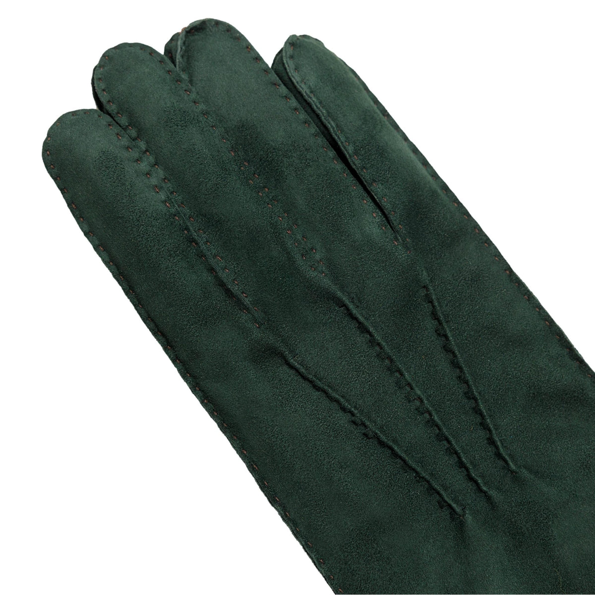 Men's green suede leather gloves cashmere lined