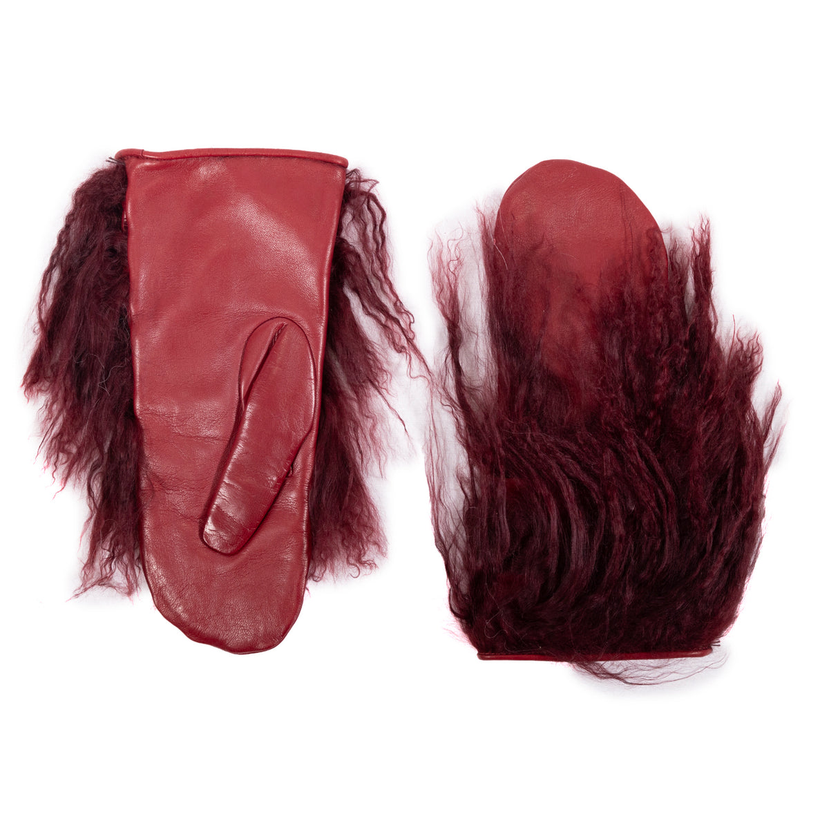 Woman's nappa mitten  gloves with mongolia fur