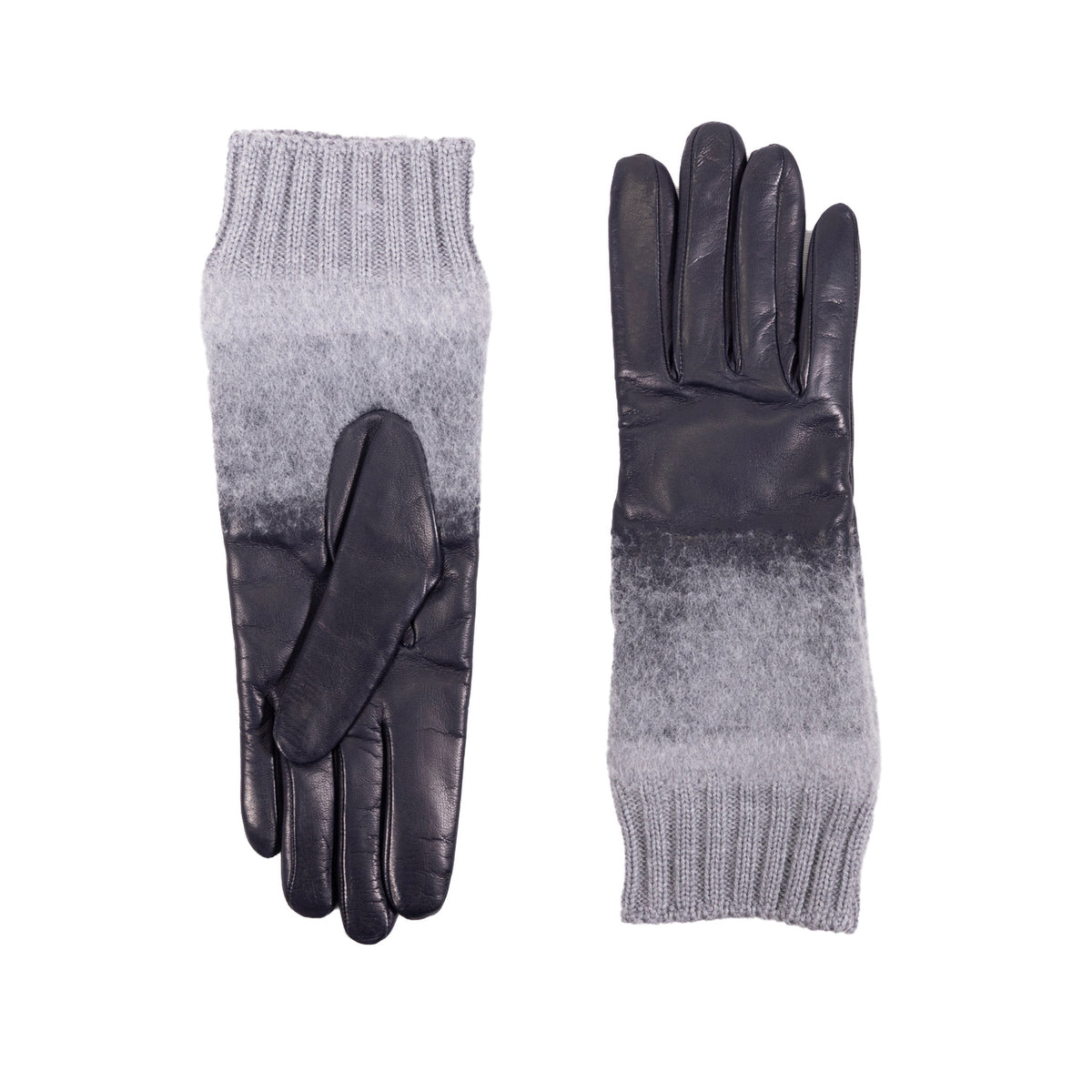 Ladies' nappa leather gloves featuring a stylish gray wool blend, showcasing a sophisticated fusion of materials and elegant design.