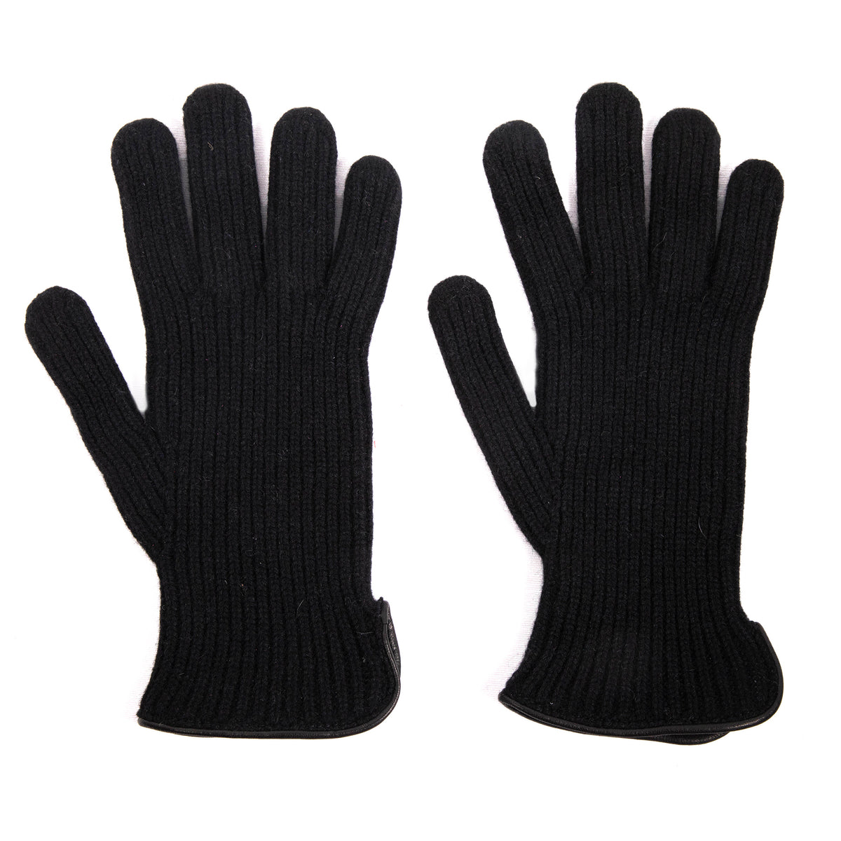 Men's natural cashmere gloves with side opening and chrome-free leather piping