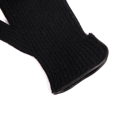 Men's natural cashmere gloves with side opening and chrome-free leather piping