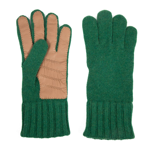 Men's natural pink cashmere gloves with side opening and chrome-free leather piping