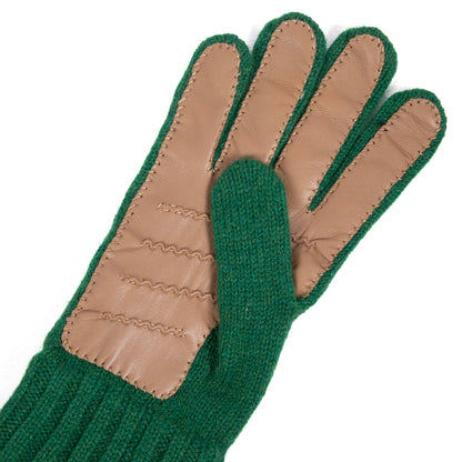 Men's natural pink cashmere gloves with side opening and chrome-free leather piping