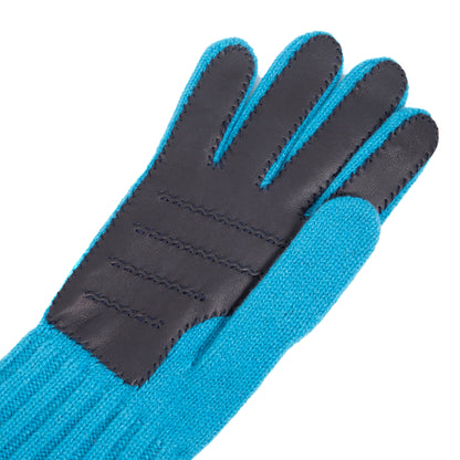 Men's natural pink cashmere gloves with side opening and chrome-free leather piping