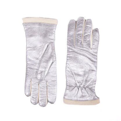 Ladies' metallic leather gloves with wool lining