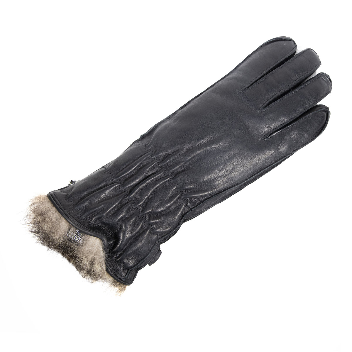 Black leather women's ski gloves featuring a soft fur lining for warmth and comfort, showcasing Italian craftsmanship and luxury design.