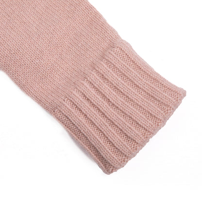 Men's natural pink cashmere gloves with side opening and chrome-free leather piping