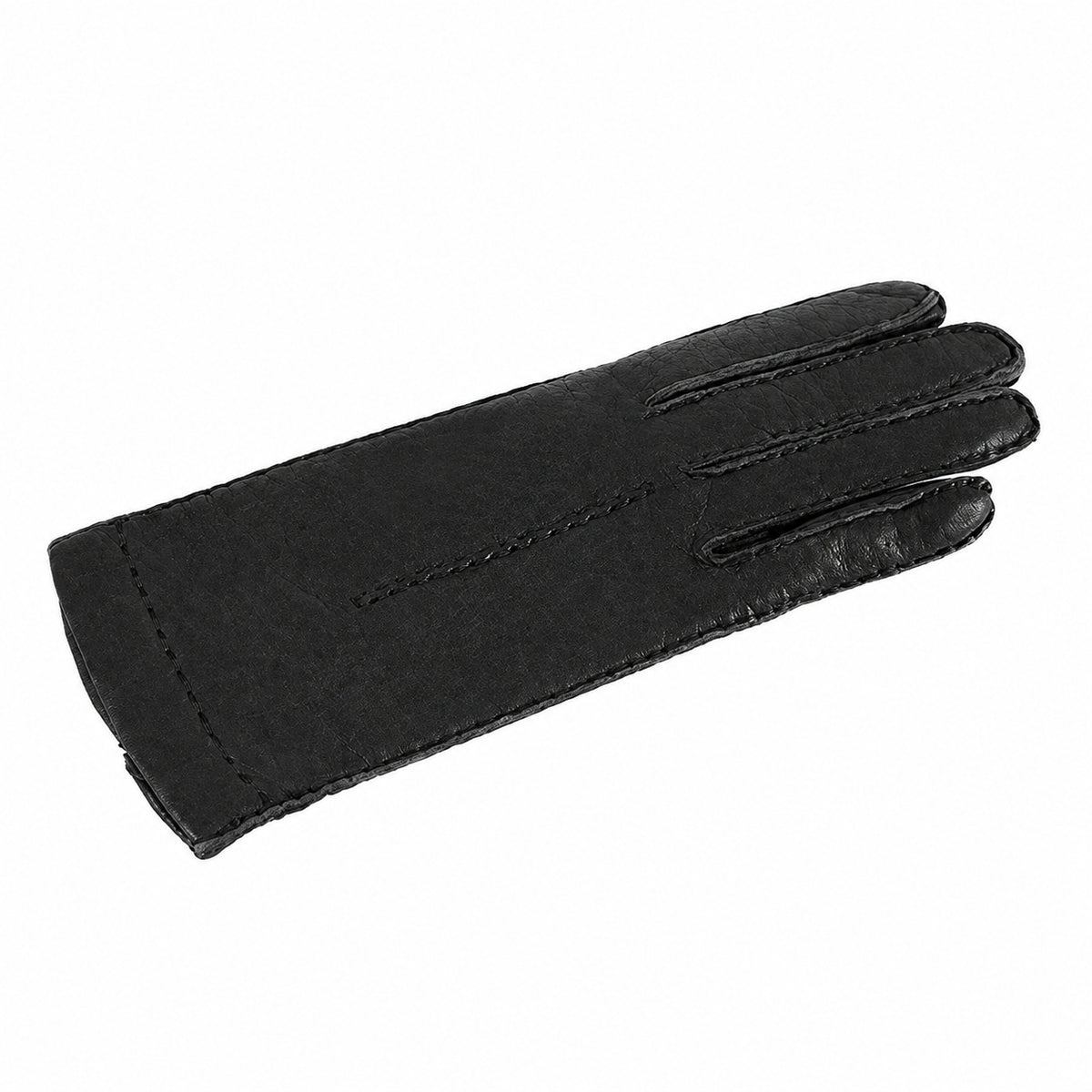 Women's peccary leather gloves entirely hand-sewn - Black 2