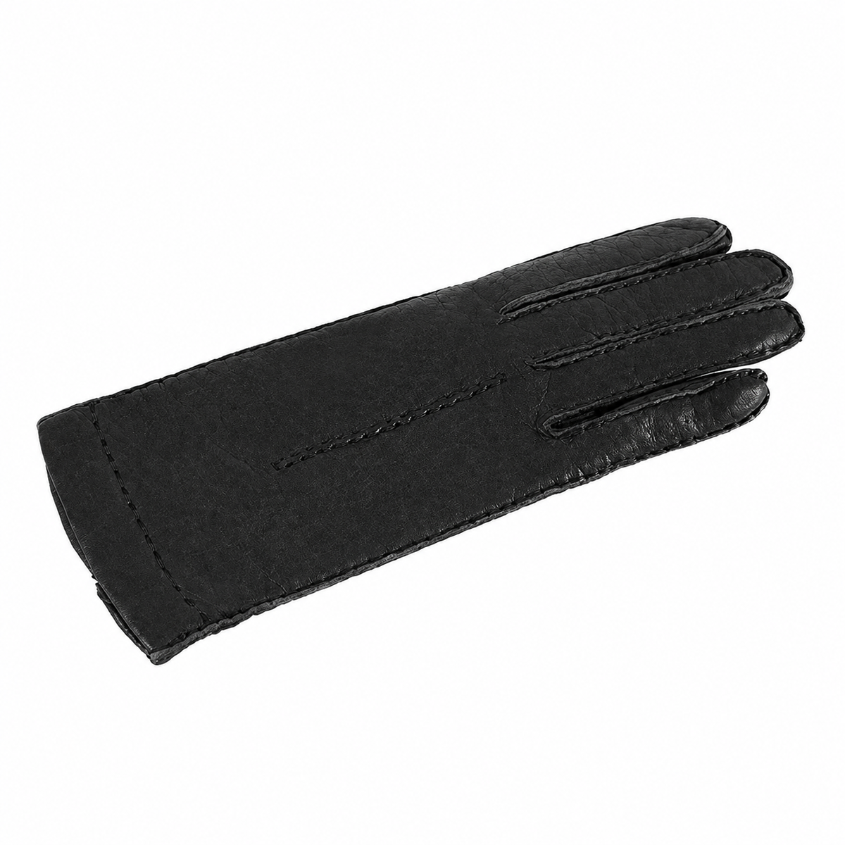 Women's peccary leather gloves entirely hand-sewn - Black 2