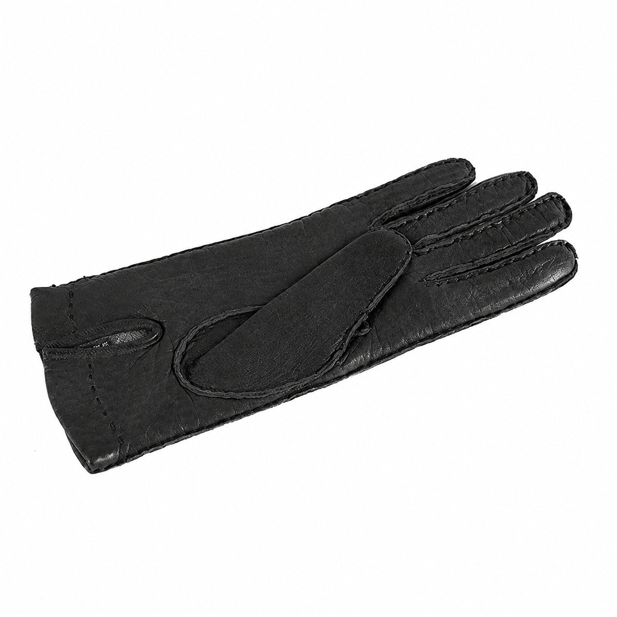 Women's peccary leather gloves entirely hand-sewn - Black 1