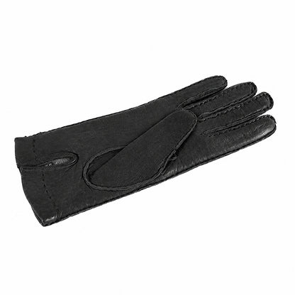 Women's peccary leather gloves entirely hand-sewn - Black 1
