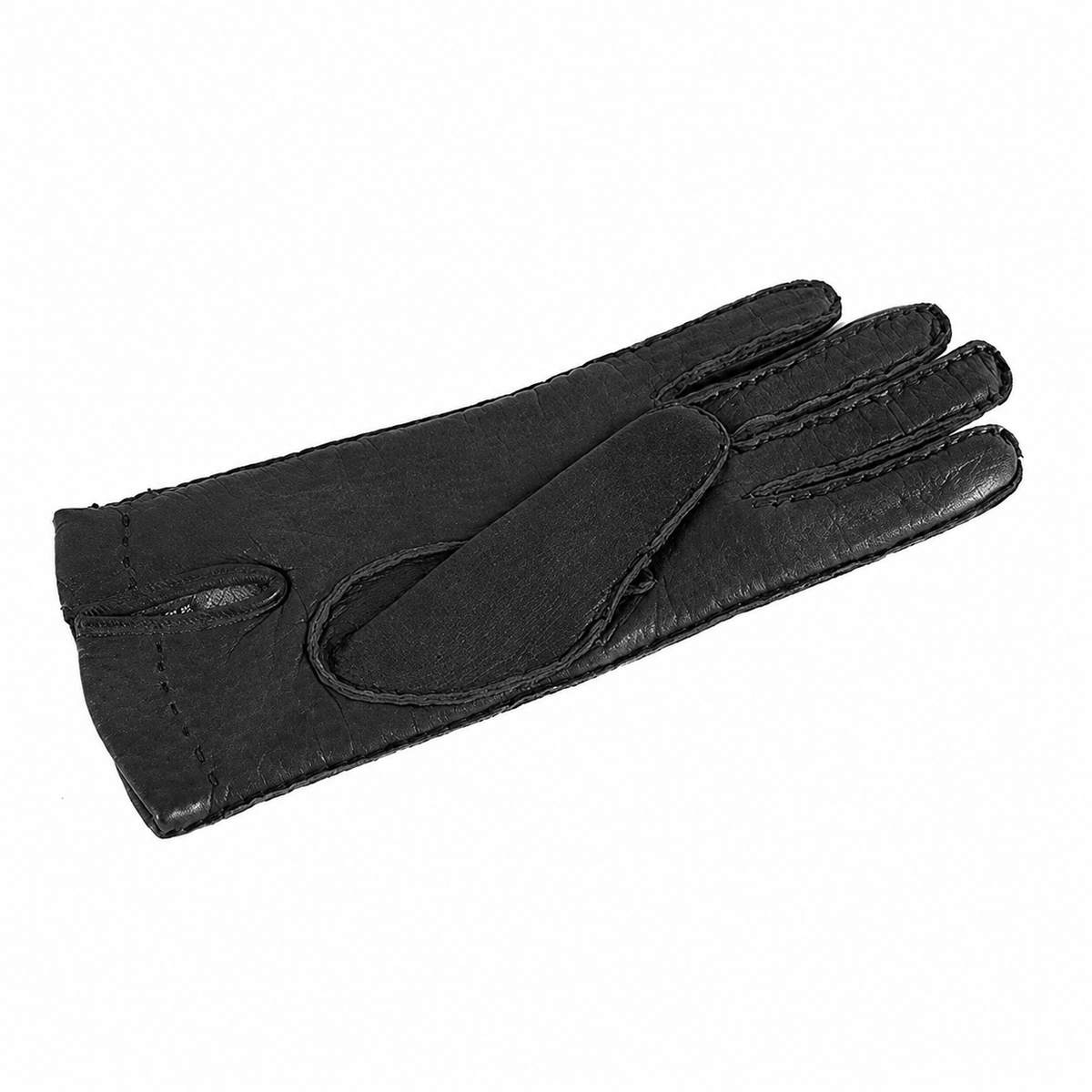 Women's peccary leather gloves entirely hand-sewn - Black 1
