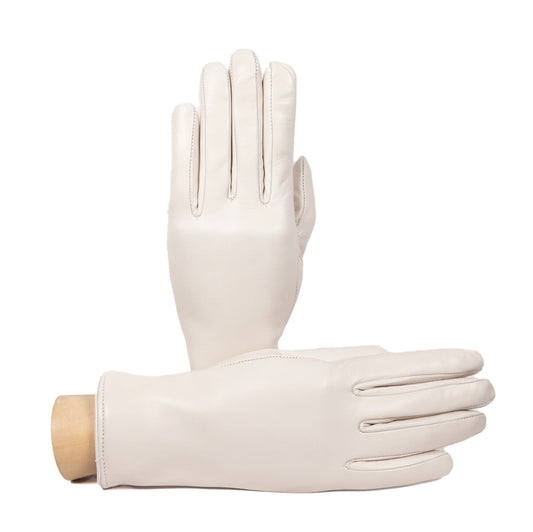 Women's basic soft nappa leather gloves with palm opening and cashmere lining - Stone 1