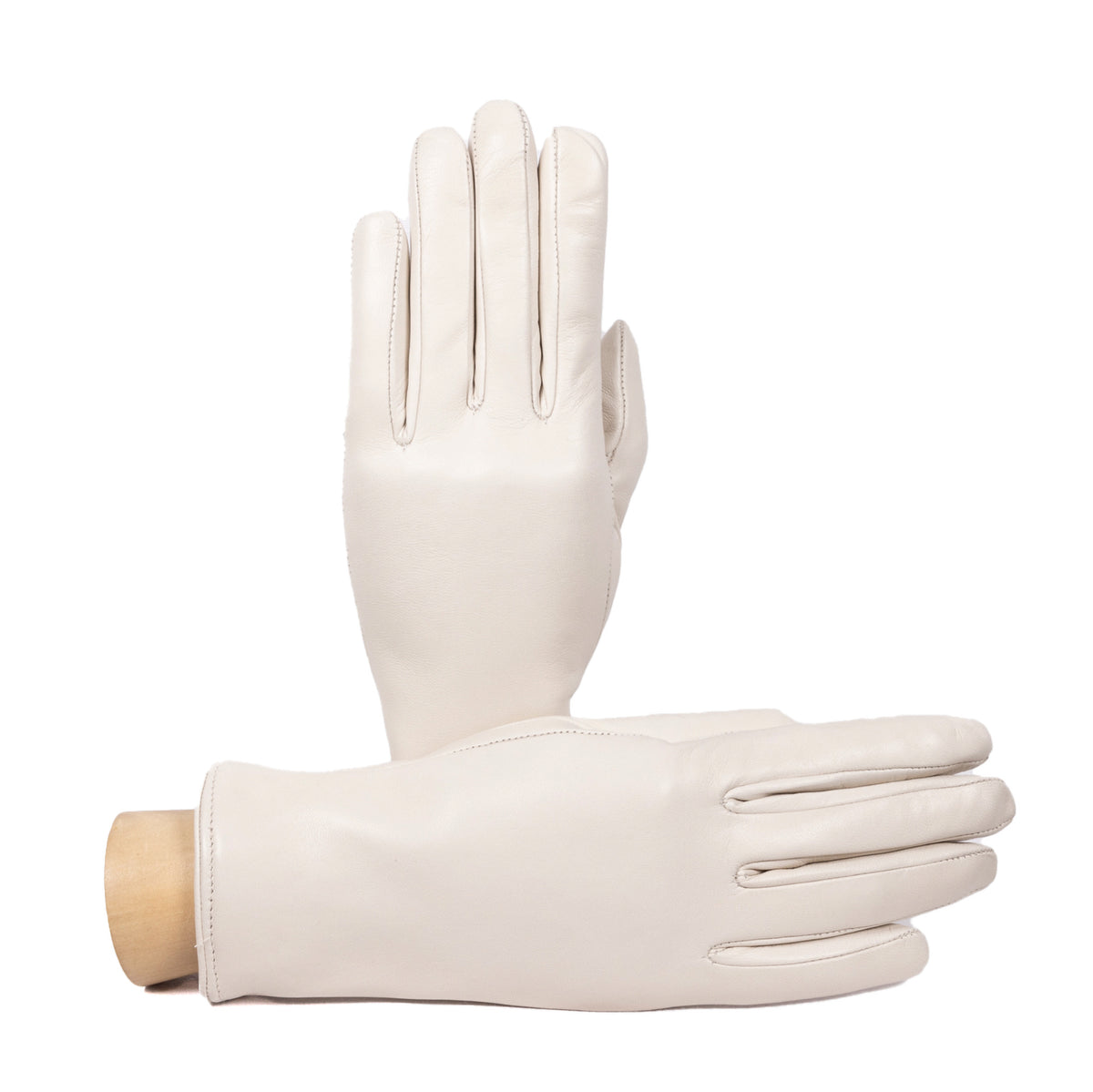 Women's basic soft nappa leather gloves with palm opening and cashmere lining - Stone 1