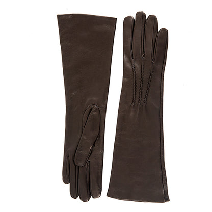 Elegant brown nappa leather gloves with a cashmere lining, showcasing refined Italian craftsmanship and timeless style.