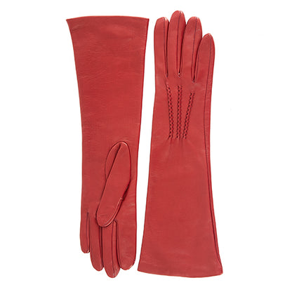 Women's mid length soft nappa leather gloves with cashmere lining - Rum 2