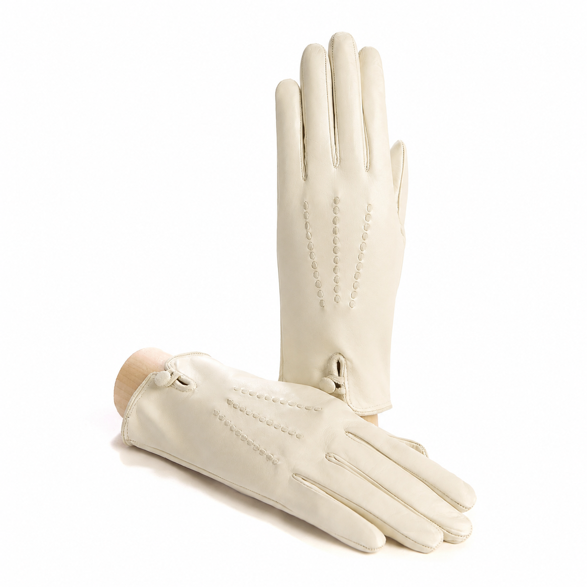 Women's silk lined gloves nappa gloves - Ecru 1