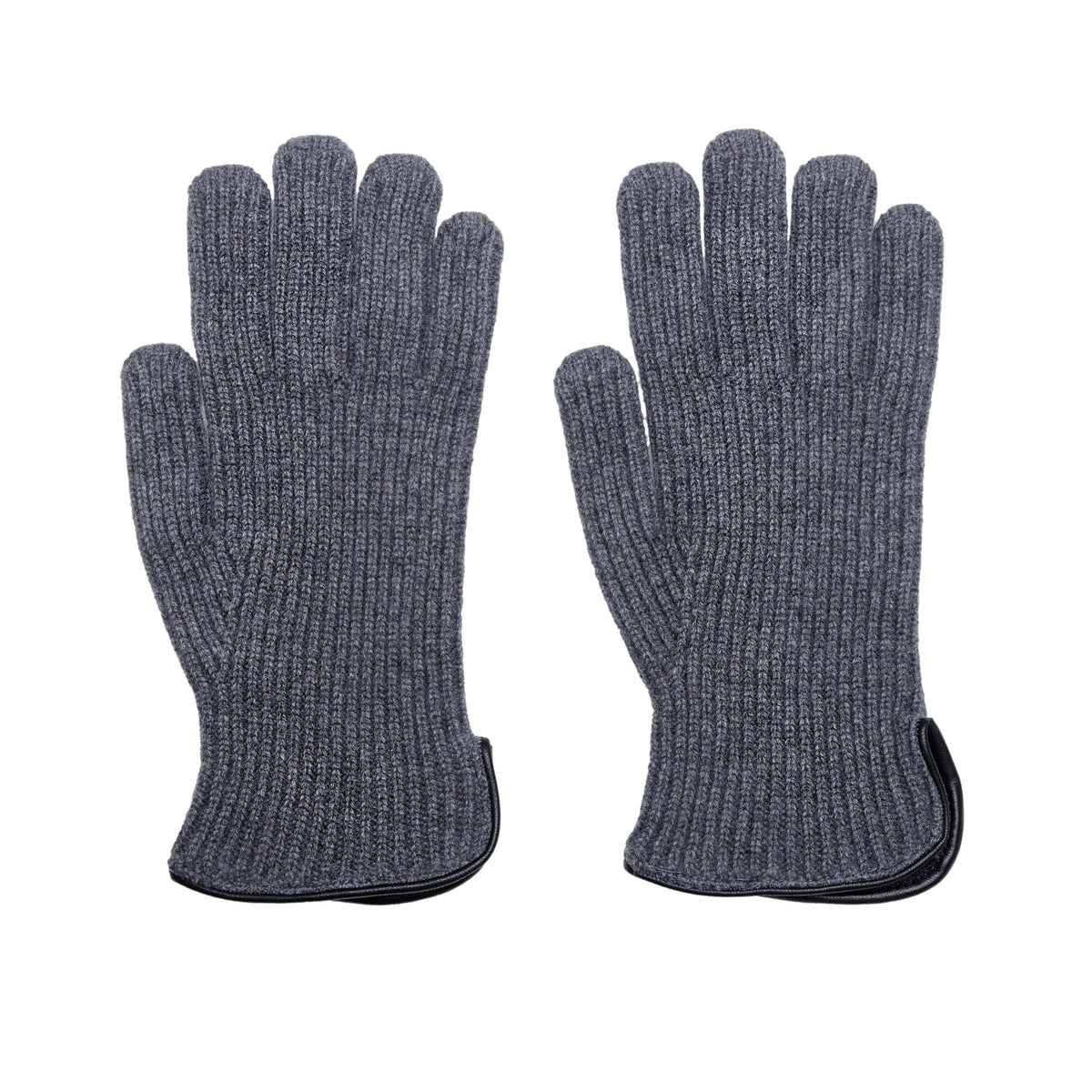 Men's natural cashmere gloves with side opening and chrome-free leather piping