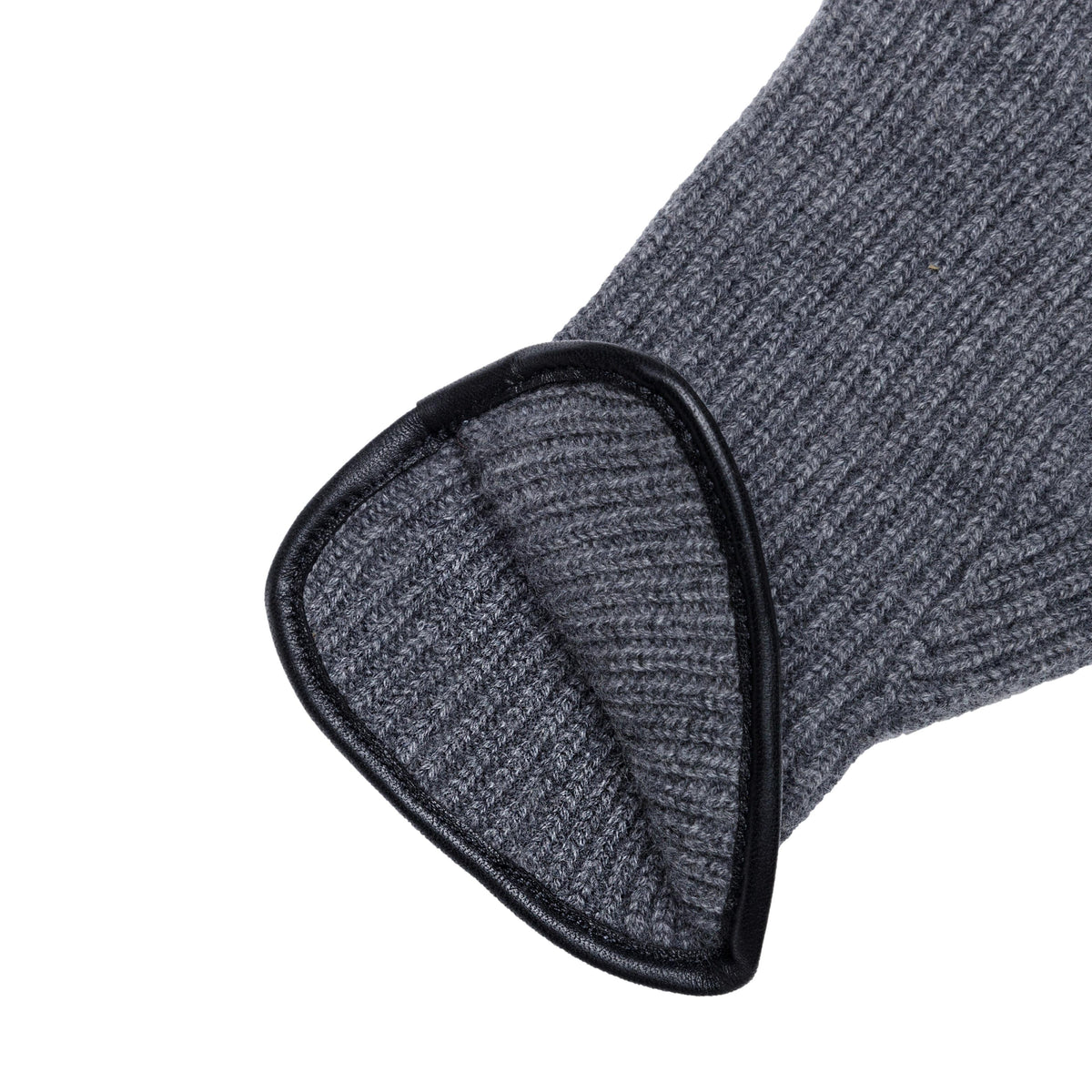 Men's natural cashmere gloves with side opening and chrome-free leather piping