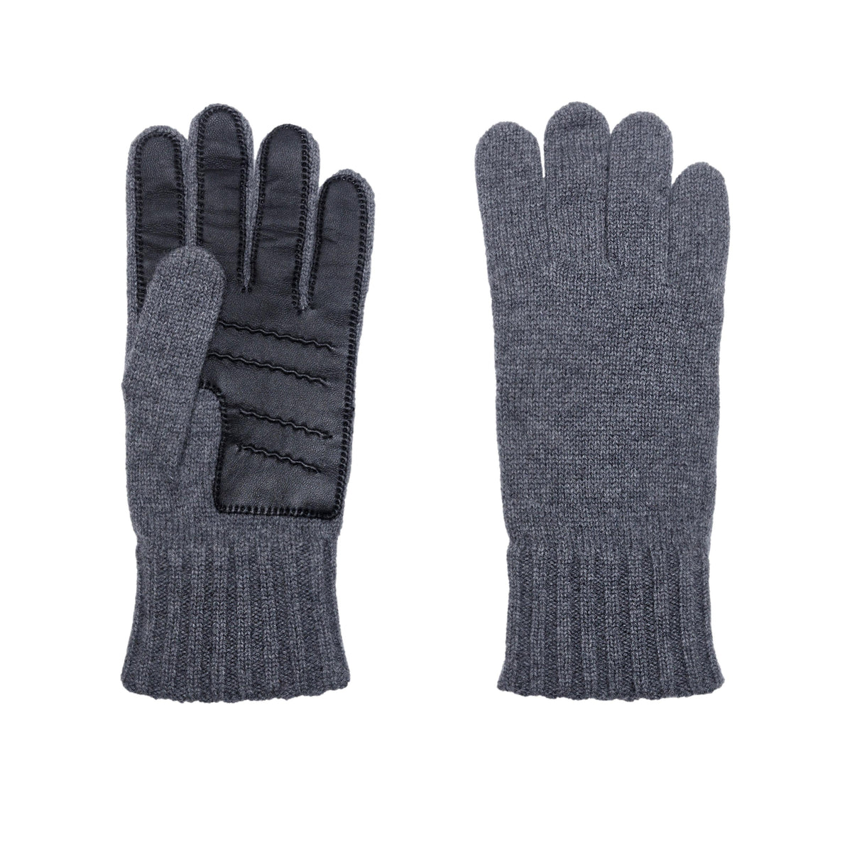 Men's natural pink cashmere gloves with side opening and chrome-free leather piping