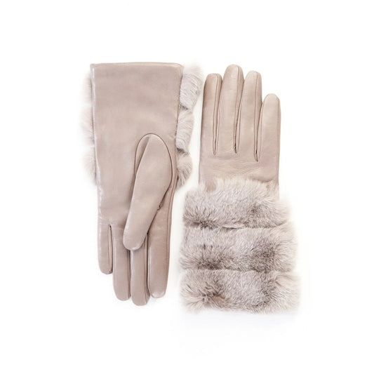 Women's gloves in taupe nappa leather with natural fur