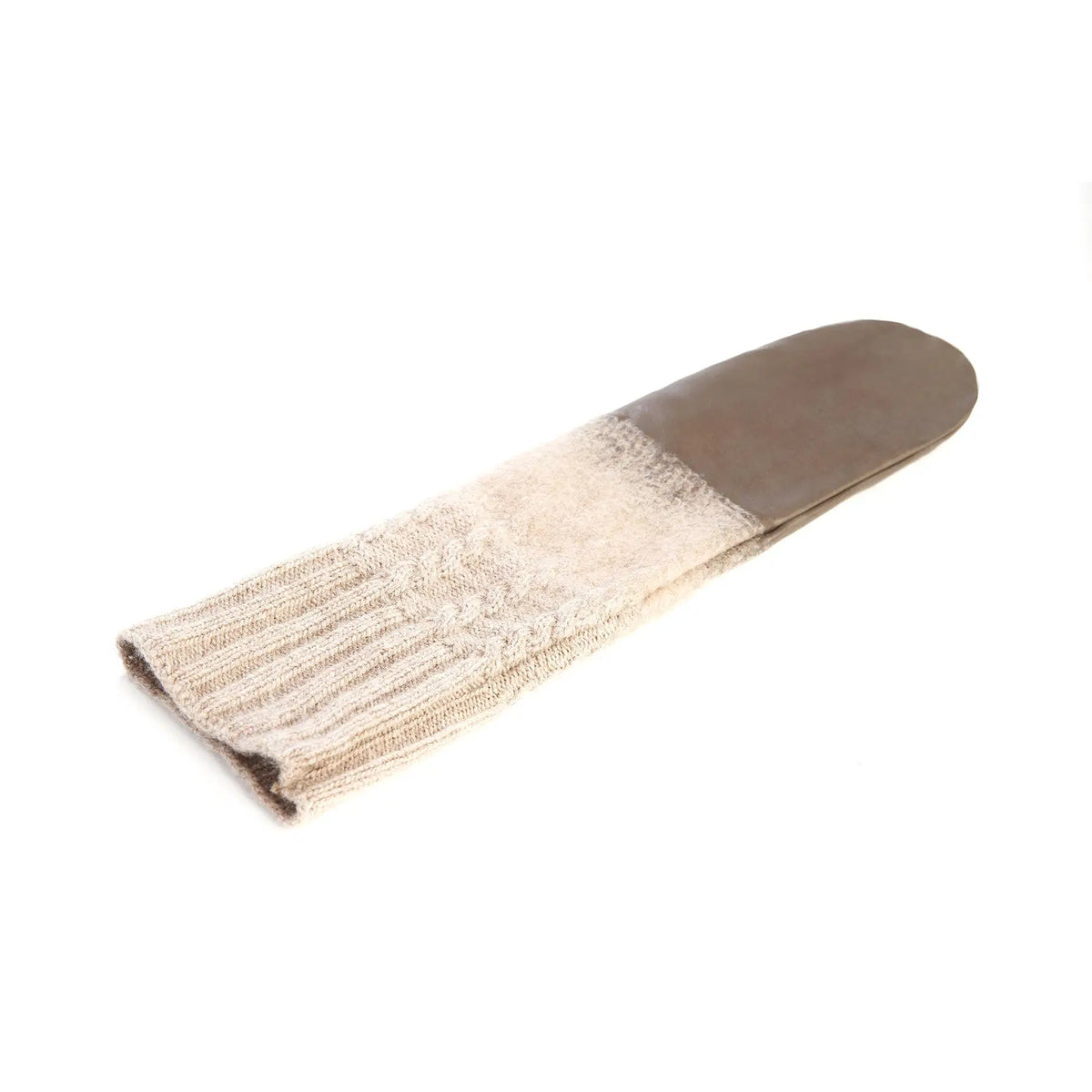 Women's mitten gloves in colour mud nappa leather with wool needle punch details