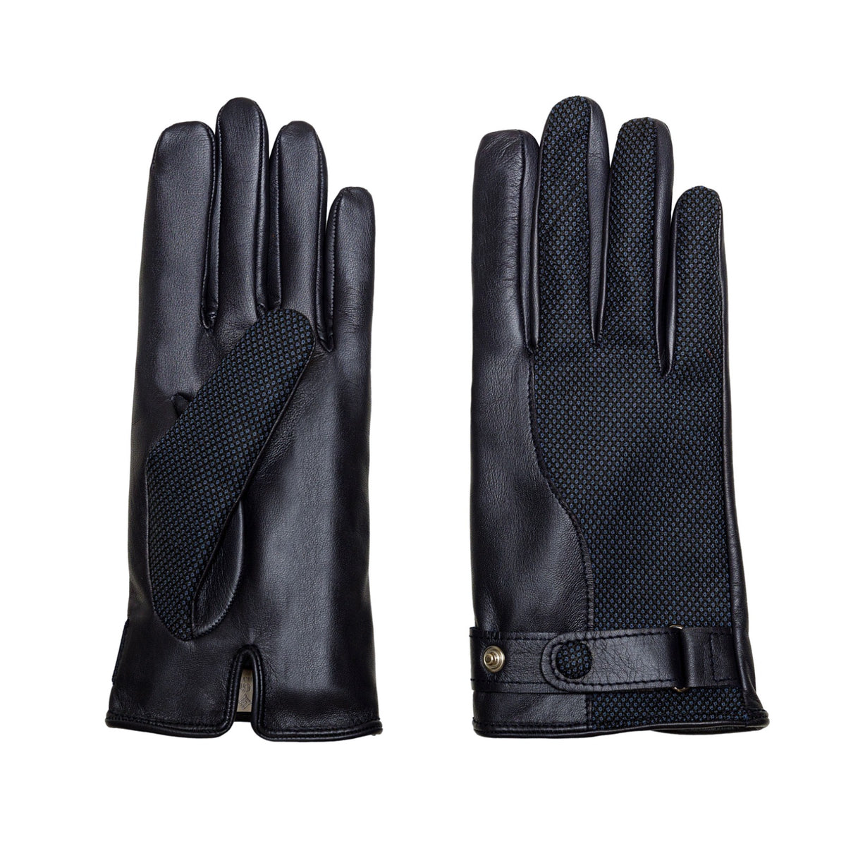 Men's nappa leather and Holland&Sherry wool gloves with strap and cashmere lined