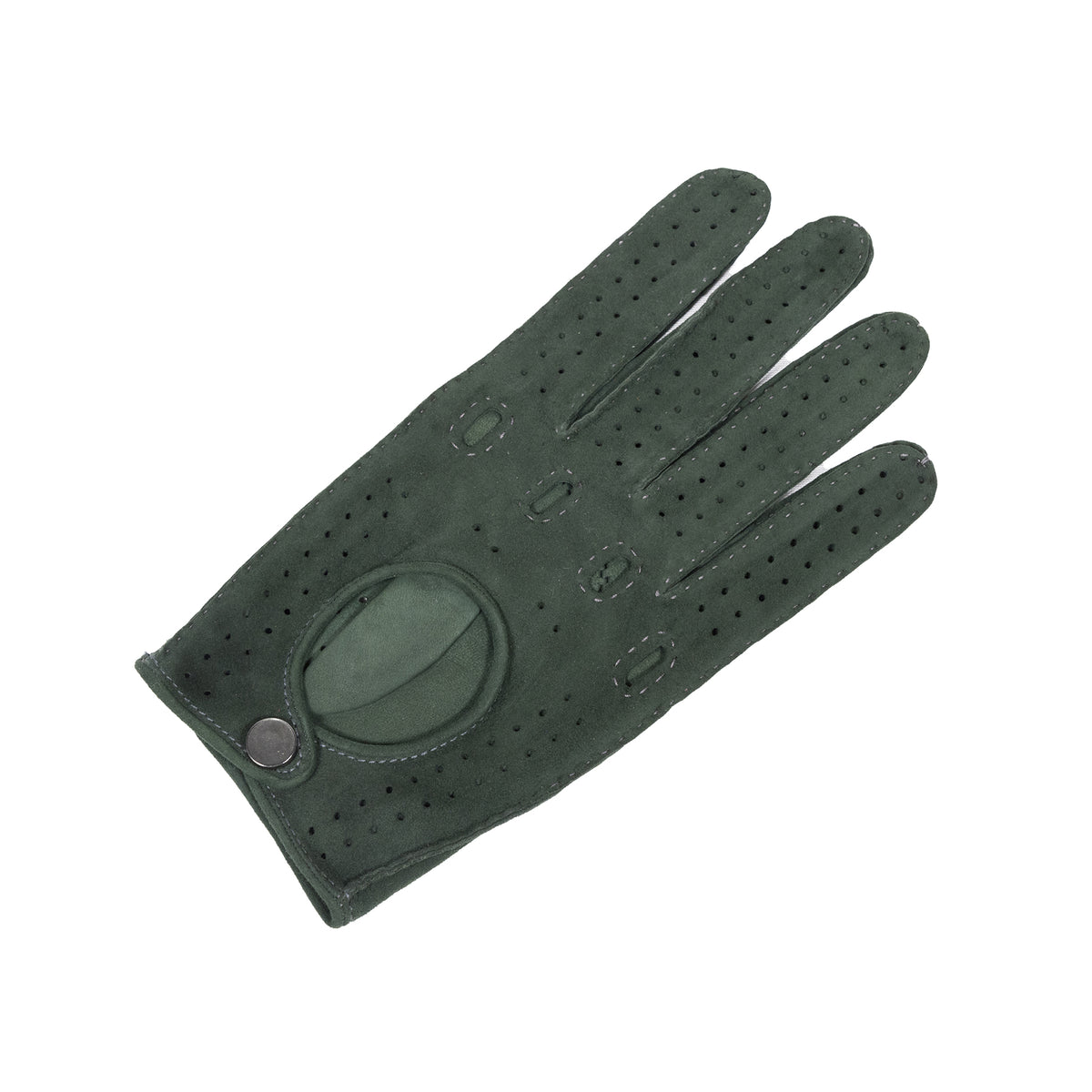 Men's unlined hand-stitched suede driving gloves with button closure - vista 2