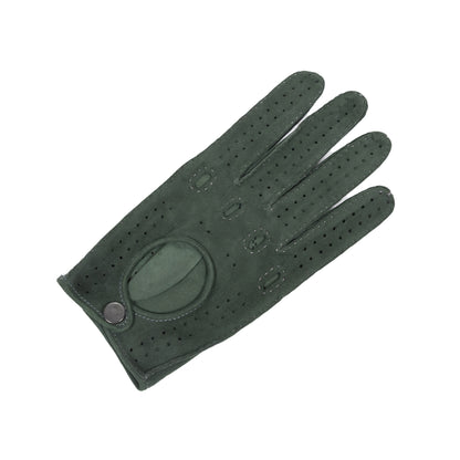 Men's unlined hand-stitched suede driving gloves with button closure - vista 2