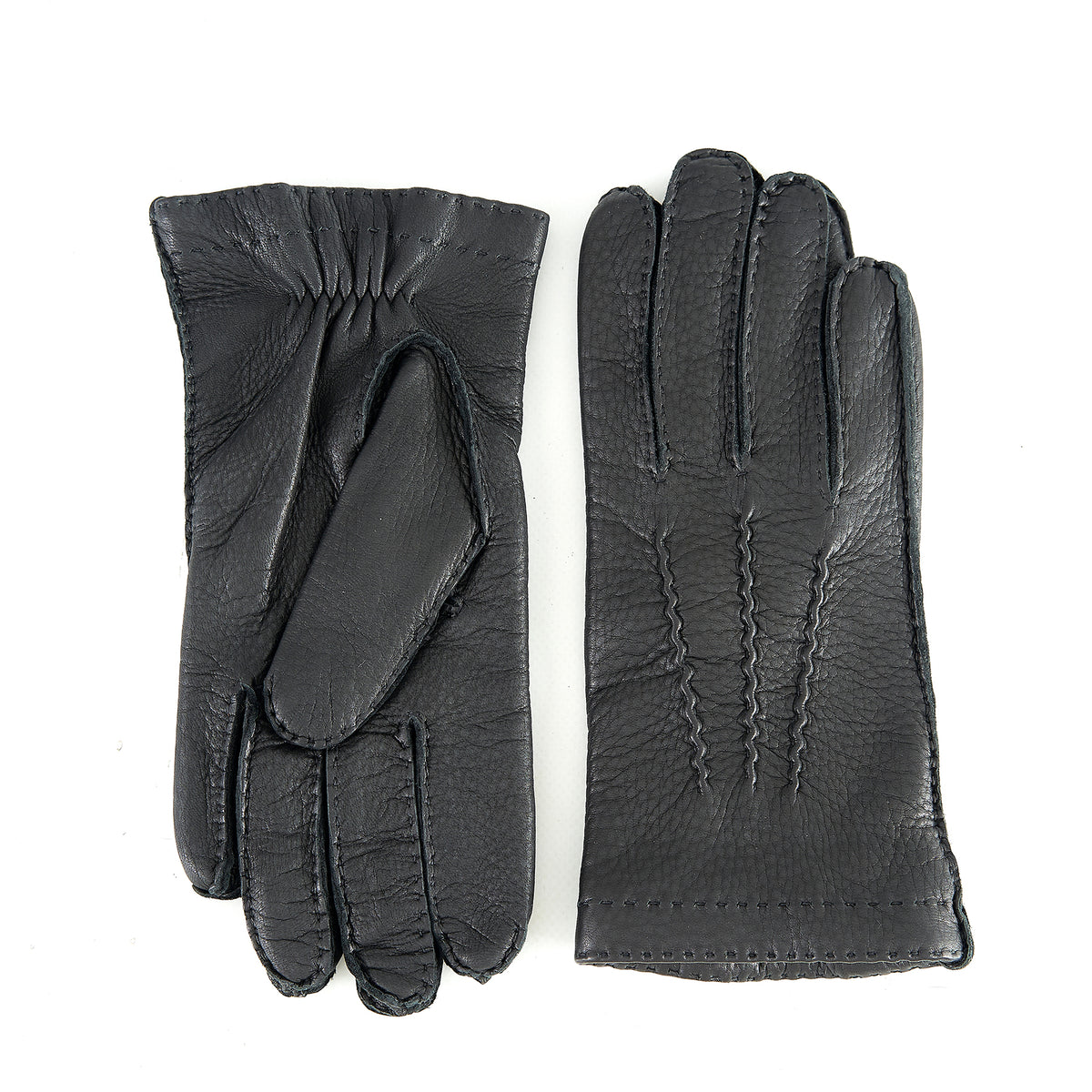 Men's black deerskin leather gloves and cashmere lining
