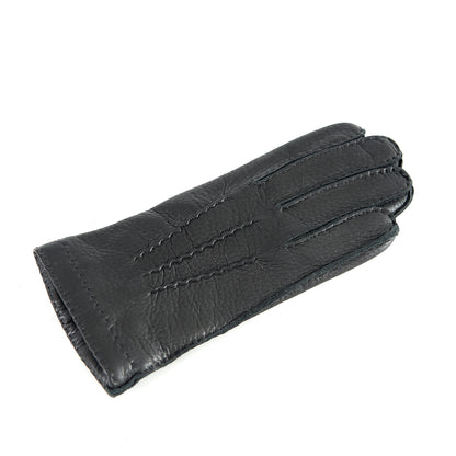 Men's black deerskin leather gloves and cashmere lining