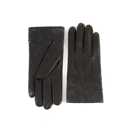 Mens' Nappa-Leder Handschuhe mit elastic Einsatz Detail, kaschmirgefüttert