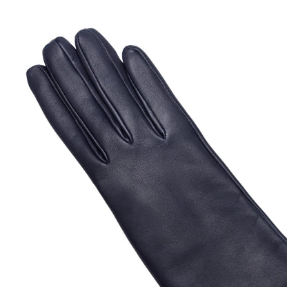 Women's classic blue metal free nappa leather gloves with natural cashmere lining