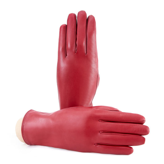 Women’s basic rum soft nappa leather gloves with palm opening and mix cashmere lining