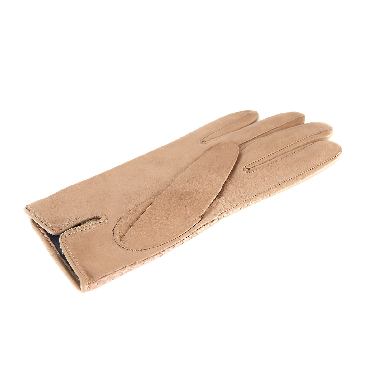 Ladies' alpaca nappa leather gloves with water reptile top silk lined
