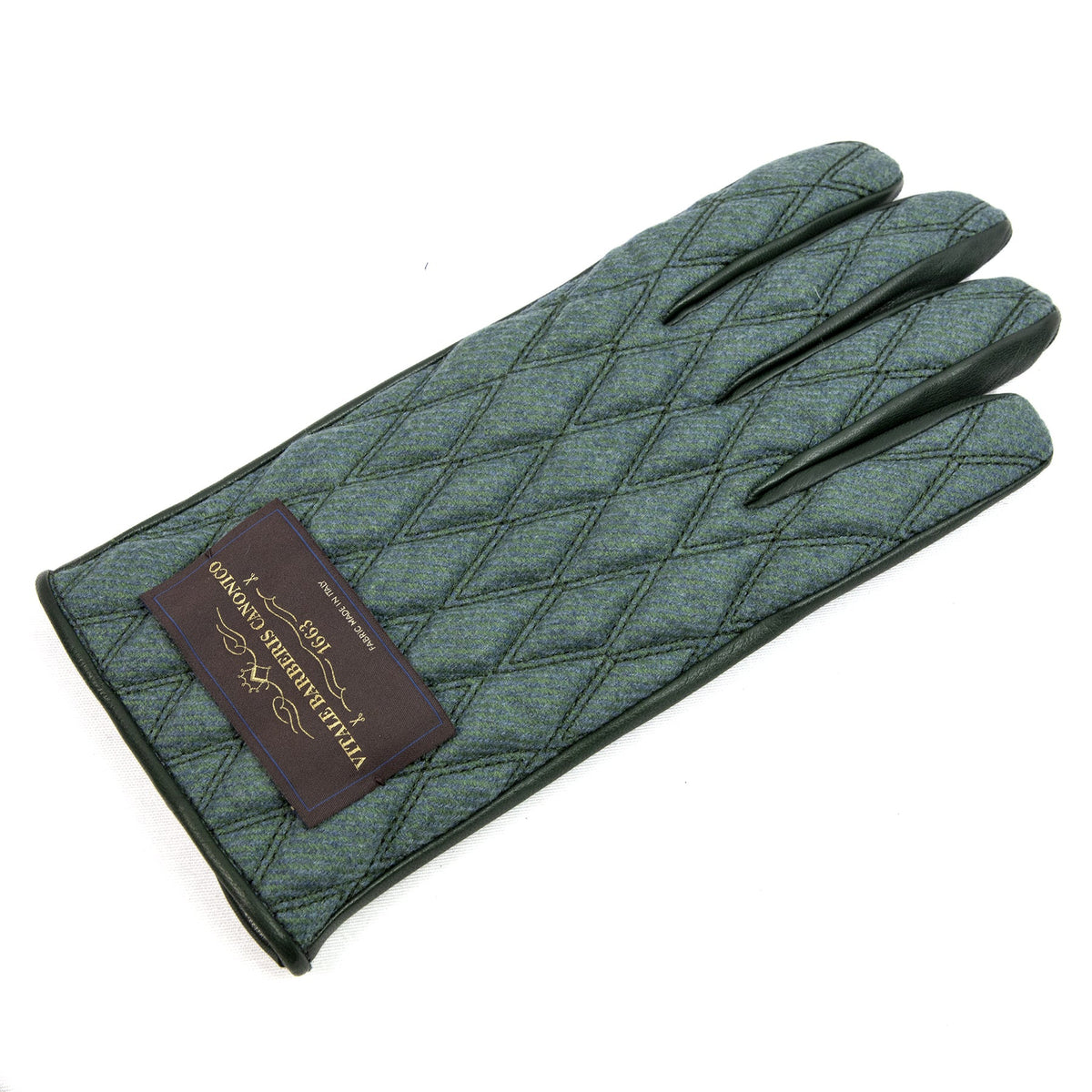 Men's  leather gloves with   quilted  Vitale Barberis Canonico wool top