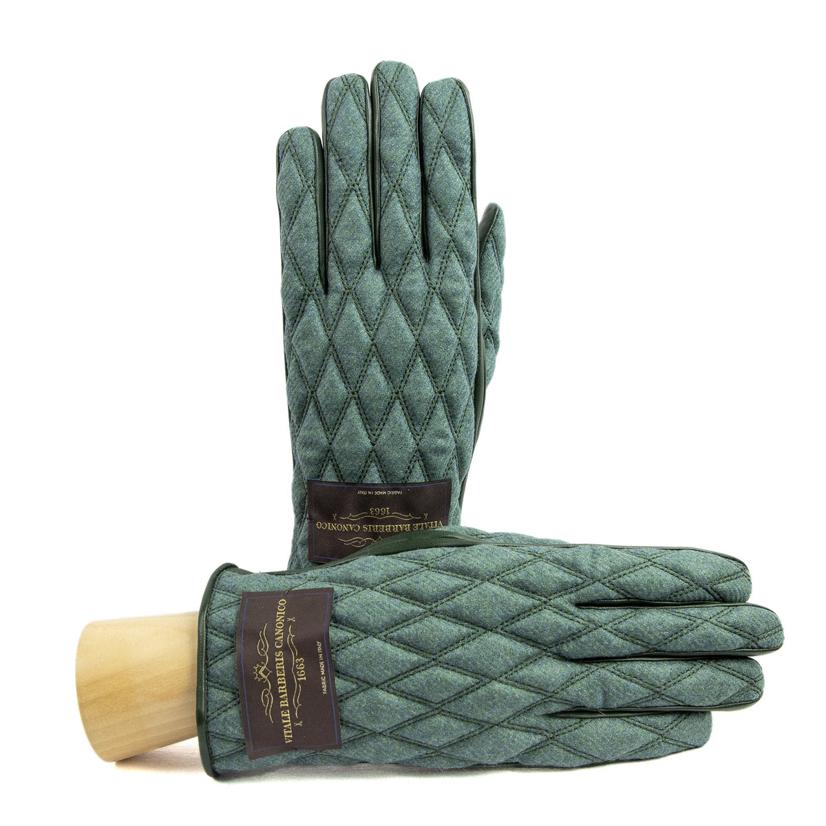 Men's  leather gloves with   quilted  Vitale Barberis Canonico wool top