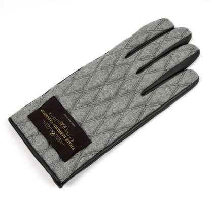 Men's  leather gloves with   quilted  Vitale Barberis Canonico wool top