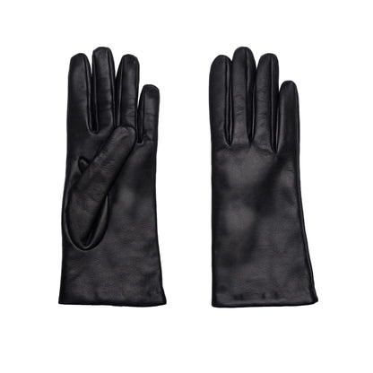 Women's classic black metal free nappa leather gloves with natural cashmere lining