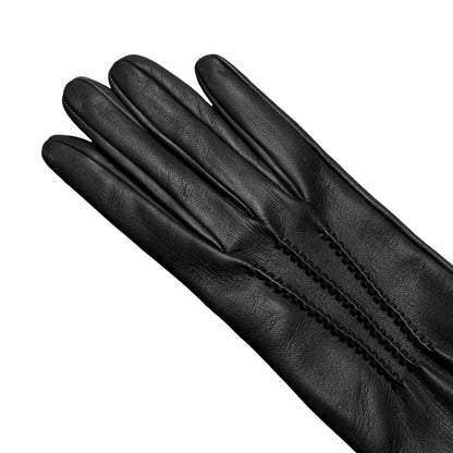 Women's pink nappa elegant gloves long to elbow and silk lined