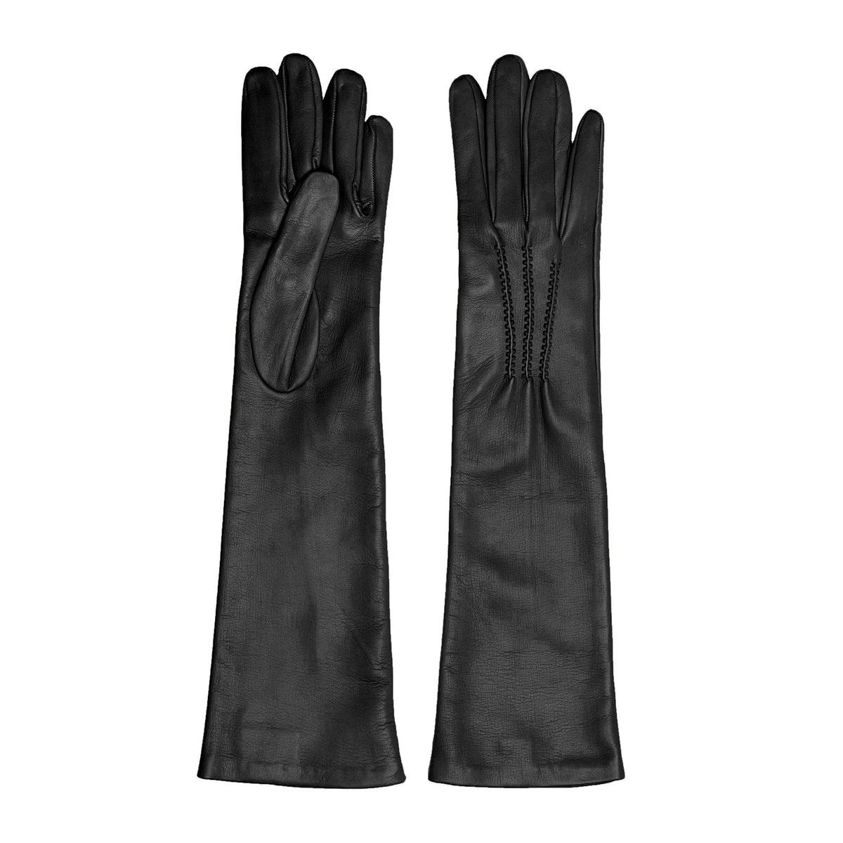 Women's pink nappa elegant gloves long to elbow and silk lined