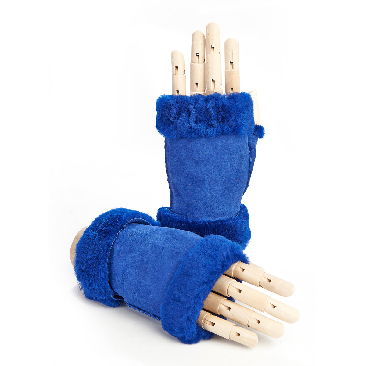 Women's lambskin fingerless in fluo electric blue color