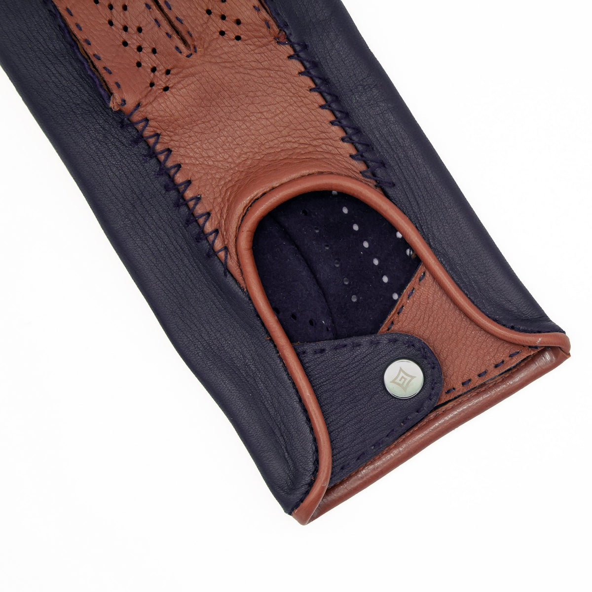 Men's driving deerskin bicolor gloves without side stitching unlined