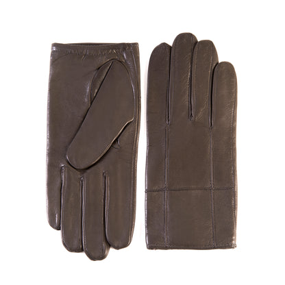 Men's mud nappa leather gloves with elastic detail and silk lining