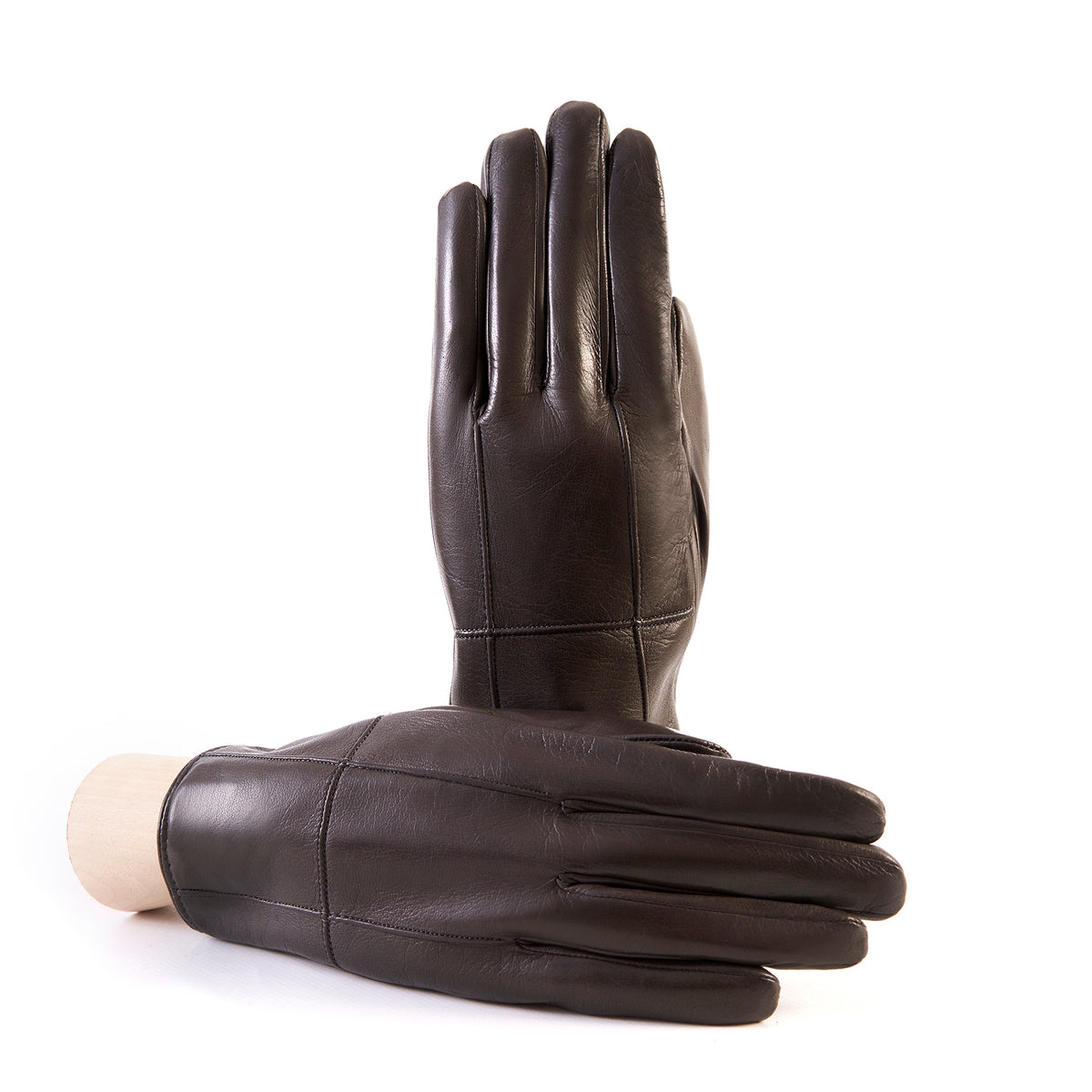 Men's mud nappa leather gloves with elastic detail and silk lining